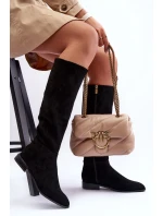 Zamszowe Kozaki Na Płaskim Obcasie Czarne Eelin