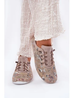 Półbuty Damskie Ze Skóry Naturalnej Wzorzyste Artiker 56C2689 Beżowe