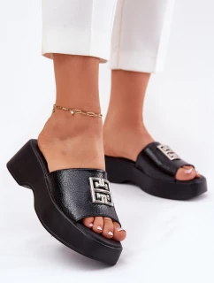 Skórzane Klapki Damskie Z Ozdobą Vinceza 79526 Czarne