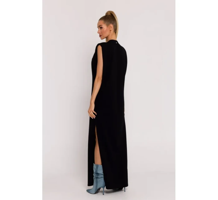Maxi šaty s na ramenou černé model 19660956 - Moe