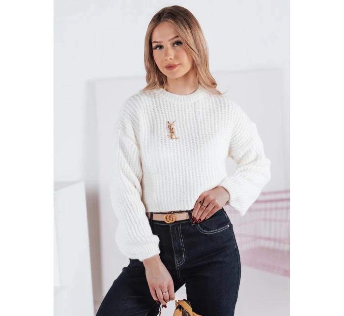 Dámsky oversize sveter BILLIS ecru FashionStreet MY2284 Dámsky oversize sveter BILLIS ecru FashionStreet MY2284