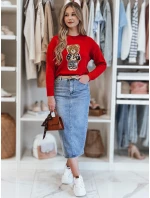 Džínsová midi sukňa s rozparkom MERITTA modrá FashionStreet CY0483
