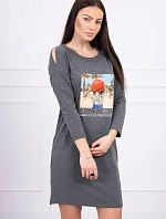 Šaty s potlačou Honey girl v grafitovej farbe