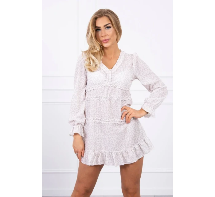 Šaty s ozdobnými volánky béžové Šaty s ozdobnými volánky béžové