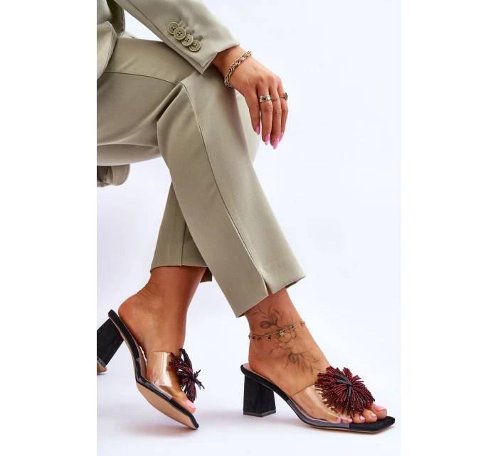 Módní pantofle na vysokém podpatku  Černá model 21617785 - S.Barski