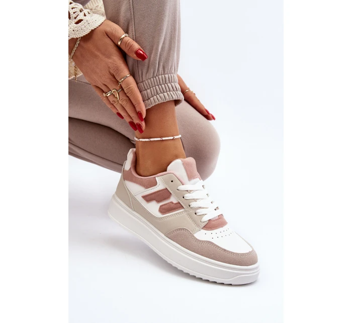 Damskie Niskie Sneakersy Beżowe Regines