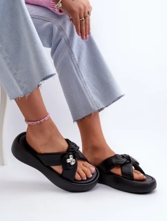 Dámské kožené sandály na platformě černé model 21658568 - Goe