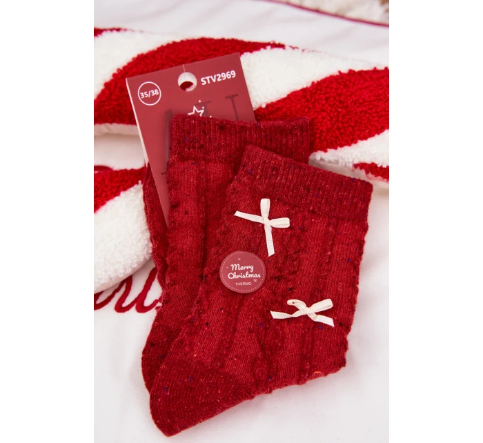 Dámské Vánoční Ponožky S  Vlněné Červené model 21786734 - Aura.via