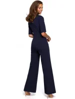 S243 Elegantný overal so zaväzovaním za krkom - čierny S243 Elegantný overal so zaväzovaním za krkom - čierny