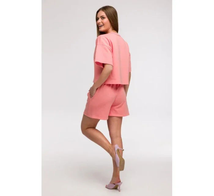 mikina s krátkým rukávem korálová model 21047210 - BeWear