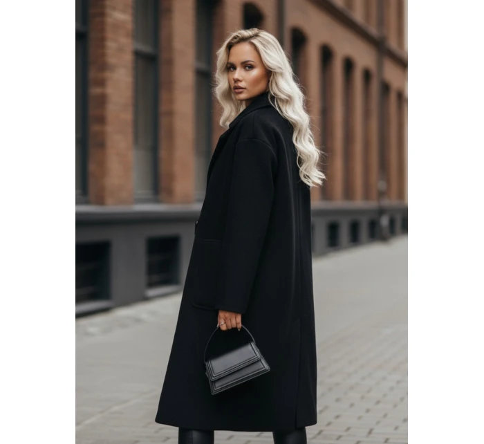 Dámsky prechodný oversize kabát čierny FashionStreet NY0764z