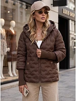 Kurtka damska pikowana z kapturem brązowa model 22341118 - FashionStreet