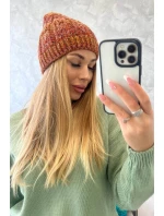 Fleecová čiapka Melisa K241 červená+olivová+tmavo ružová