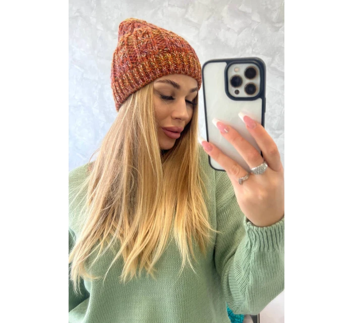 Fleecová čiapka Melisa K241 červená+olivová+tmavo ružová