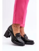 Lakierowane Czółenka Na Masywnym Obcasie Czarne Terimene