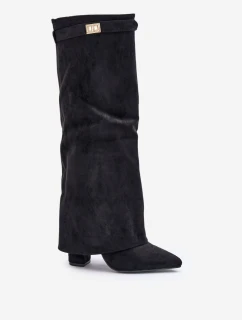 Dámské Kozačky Eko Semišové S Svrškem Na Černé model 21672143 - Boto