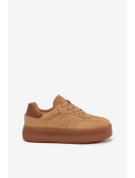 Sneakersy Damskie Na Platformie Big Star SS274762 Camel