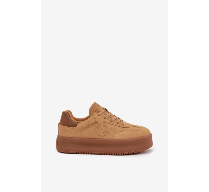Sneakersy Damskie Na Platformie Big Star SS274762 Camel