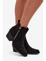 Dámské kovbojky na podpatku model 21713530 Černé - S.Barski Dámské kovbojky na podpatku model 21713530 Černé - S.Barski
