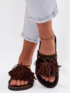 Dámské pantofle s třásněmi Černé model 21937740 - Boto