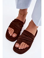 Dámské pantofle s mašlí Čokoládové Gelmira