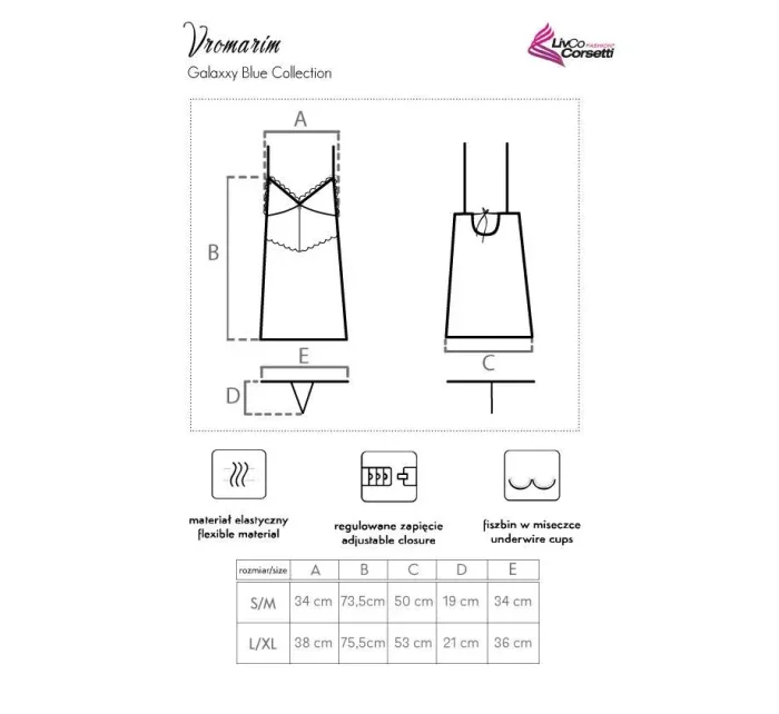 Košieľka Vromarim Galaxxy Blue Collection - LivCo Corsetti