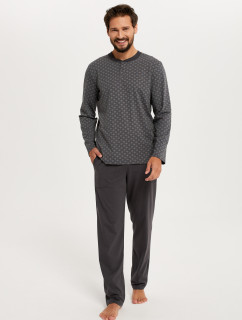 Pánske pyžamo Balmer s dlhým rukávom a dlhými nohavicami - potlač/grafit