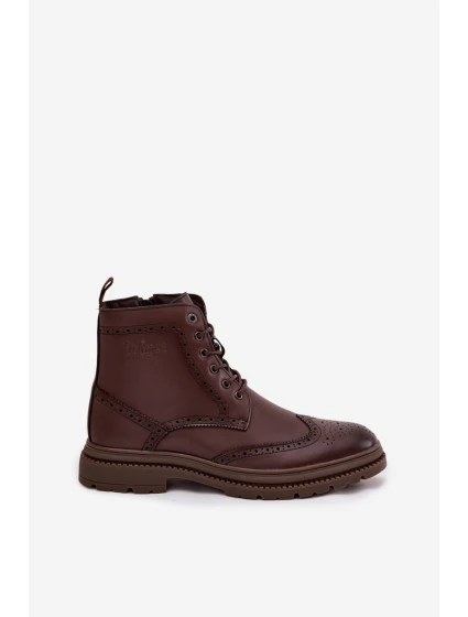 Pánske kožené členkové topánky Lee Cooper - hnedé Pánske kožené členkové topánky Lee Cooper - hnedé