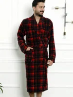 Pánsky župan 1007 červené káro - CoCoon