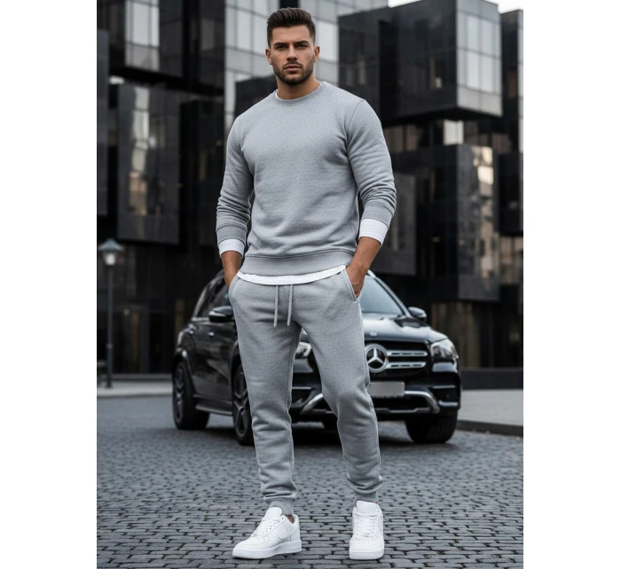 Pánska hladká sivá mikina BX3354