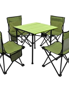 SADA STŮL A 4 ŽIDLE ZELENÁ model 21826761