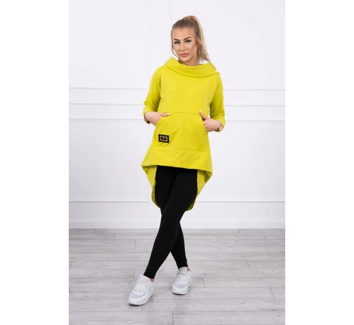 Mikina s dlhým chrbtom a kapucňou kivi