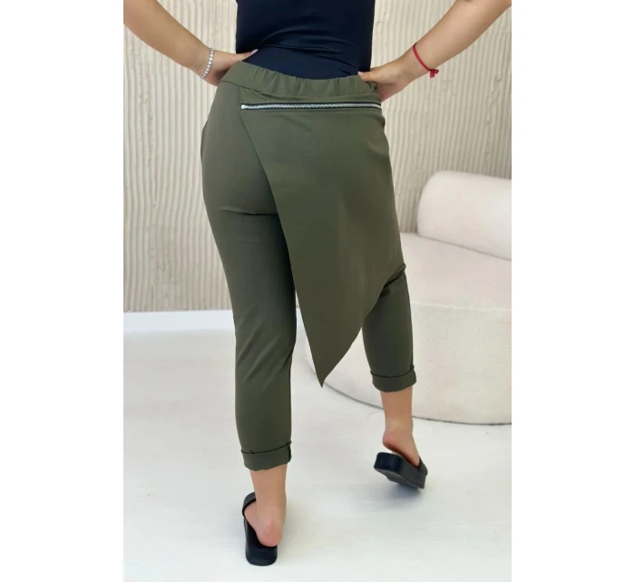 Punto Milano Zimné nohavice s ozdobným zipsom khaki Punto Milano Zimné nohavice s ozdobným zipsom khaki