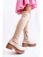 Dámské semišové boty světle béžová model 21593726 - Boto