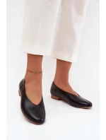 Dámské eko kožené baleríny na plochém podpatku model 21836931 – černé - Kesi
