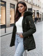 Dámská zimní bunda parka s kožešinou zelená Dstreet model 21995445 - FashionStreet