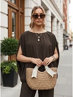 Dámska viskózová súprava so širokými nohavicami, hnedá, FashionStreet AY1201