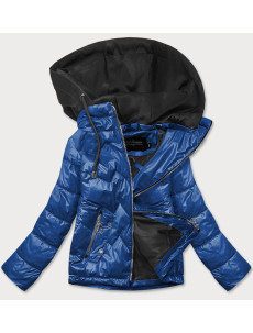 Modro / čierna dámska bunda s kapucňou (BH2003BIG)