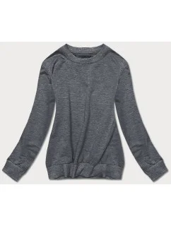 Tmavosivá tenká dámska tepláková mikina so sťahovacími lemami (68W05-5)