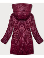 Dámska bunda vo vínovej bordovej farbe s ozdobnou kapucňou (B8215-74)