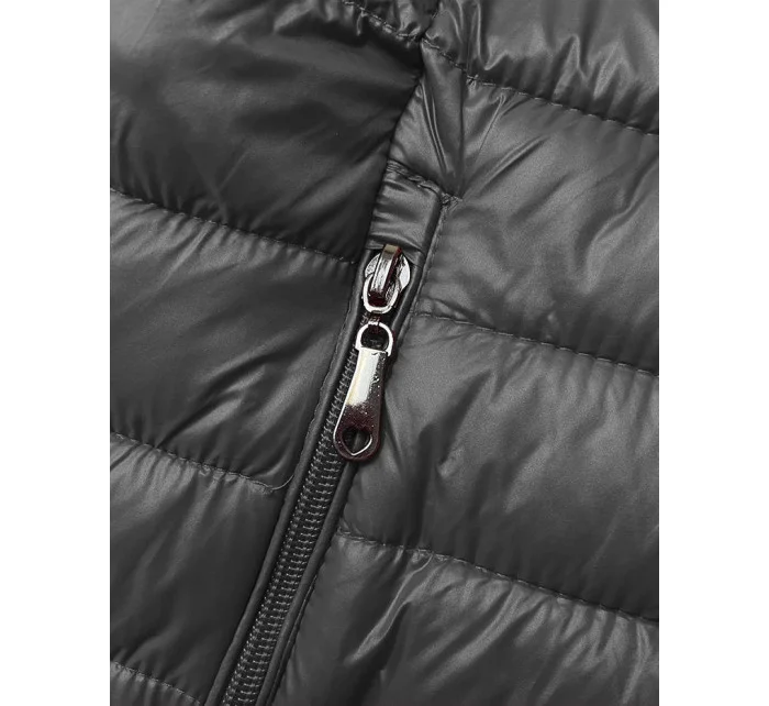 Prošívaná vesta v grafitové barvě s kapucí model 18914573 - J.STYLE