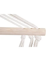 BRAZÍLSKA ZÁVESNÁ SEDACIA SEDAČKA HAMAK 100x50 cm PRÍRODNÉ S PUSHION PUSH WHITE
