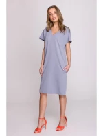 Šaty uvolněného střihu s výstřihem do V šedá model 20966044 - STYLOVE Šaty uvolněného střihu s výstřihem do V šedá model 20966044 - STYLOVE