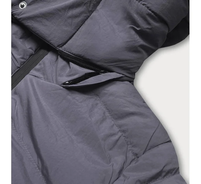 Tmavo šedá dámska prešívaná bunda s opaskom (23060-5) Tmavo šedá dámska prešívaná bunda s opaskom (23060-5)