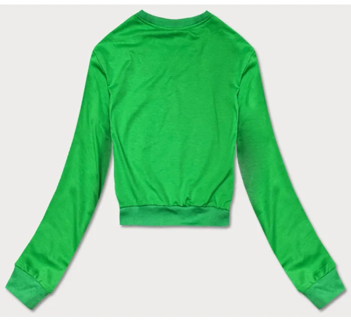 Tenká krátká zelená dámská tepláková mikina model 18378938 - J.STYLE Tenká krátká zelená dámská tepláková mikina model 18378938 - J.STYLE