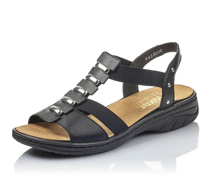 Čierne kožené sandále Rieker W 64580 dámske