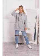 Zateplená mikina so zapínaním na cvoky sivá