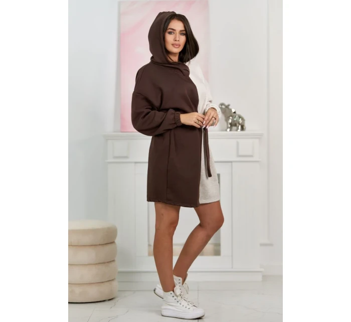 Izolovaná model 18856960 mikina hnědá + béžová melanž - K-Fashion