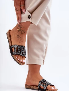 Damskie Klapki Zdobione Ćwiekami Czarne Evelins