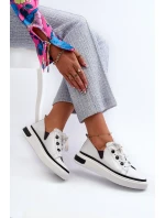 Lakierowane Sneakersy Damskie Skórzane D&A LR535 Białe